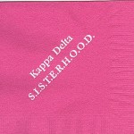 Napkin, Hot Pink, White Foil, Font Garamond Kappa Delta