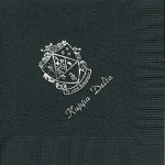 Kappa Delta Napkin, Black, Silver Foil Crest, Font PA 