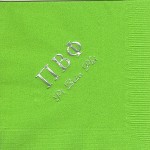 napkin, Lime Green, Silver Foil Greek Letters, Font PA, Pi Beta Phi