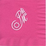 Napkin, Hot Pink, White Foil Phi Mu Logo, Phi Mu