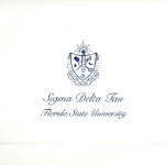 Fold-over card, Gold Thermography, Font #9, Sigma Delta Tau