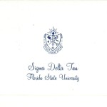Fold-over card, R.Blue Thermography, Font #38, Sigma Delta Tau