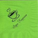 Napkin, Lime Green Black Foil Cup Sigma Kappacino, Sigma Kappa
