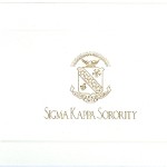 Raised Ink Fold-Over Card, Gold Ink Sigma Kappa Crest, Nat'l office font
