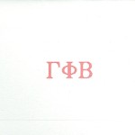 Fold -over card, one-color Thermography Pink ink, Gamma Phi Beta
