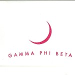 Fold-over card, Fuschia thermography, Large logo, smaller sizes available, National office crescent, Gamma Phi Beta