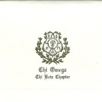 Chi Omega Note Card, Black Thermography (raised print) Font #10