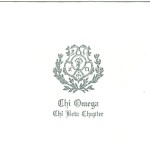 Chi Omega Note Card, Silver Thermography (raised print) Font #10