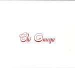 Chi Omega Note Card, Gold Thermography (raised print) Font Special