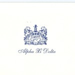 One-color Raised Print Fold-over Card, Reflex Blue Thermography, Font #8, Alpha Xi Delta
