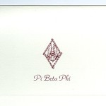 1-color fold-over card, wine thermography, font #2, Pi Beta Phi