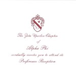 1-color ink flat card, Wine thermography, Font #5, Alpha Phi Prefernece Reception