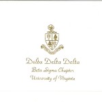 1-color thermography fold-over card, Gold Ink, Font #2, Delta Delta Delta