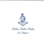 1-color thermography fold-over card, R.Blue Ink, Font #9, Delta Delta Delta