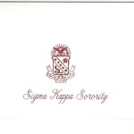 Fold-over Card, Wine Thermography Crest, Font special, Sigma Kappa