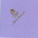 Alpha Delta Pi lavender napkins, gold crest crest and name (font special)