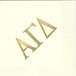 Alpha Gamma Delta Napkin, Ecru, Gold Foil Large Greek