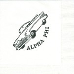 Napkin, white, black ink convertible die, Alpha Phi