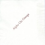 Alpha Chi Omega Napkin, White, Red Ink, Font Garmond