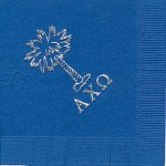 Alpha Chi Omega Napkins, Royal Blue, Silver Foil Palm Tree and AXO Greek
