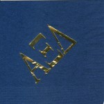 Alpha Xi Delta x-large Greek letters only. Gold foil on navy napkin