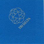 Delta Delta Delta napkin National Office design gold foil on royal blue