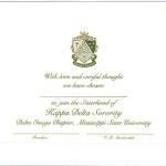 Engraved Flat Card, Olive Ink, Font #9, Kappa Delta bid card