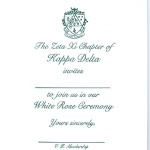 Raised Print Flat Card, Emerald Green Ink, Font #9, Vertical layout, Kappa Delta White Rose Invitation