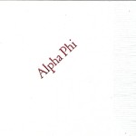 Alpha Phi Napkin - White with red foil - font Times Roman medium size