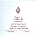 2-color engraved flat card, wine thermography, font #9, Pi Beta Phi bid card