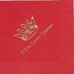 Zeta Tau Alpha Napkins, Red, Gold Foil Crown #3, Font Garamond