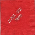 Napkin, Red, Silver Foil Bubble Lettering Upper Case, Alpha Chi Omega