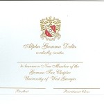 Engraved Flat Card Gold Ink Thermography Alpha Gamma Delta