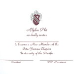 2-color engraved flat card, wine ink, font #2, Alpha Phi