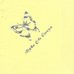 Napkin, Yellow, Silver Foil, Butterfly, Font SP Alpha Chi Omega