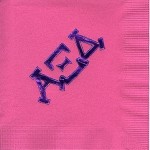 Napkin, Hot Pink, Purple Foil, Modern Greek Letters, Alpha Xi Delta