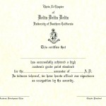 Certificate, Delta Delta Delta