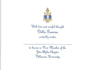 Delta Gamma Bid Card, Engraved Flat Card, Font #11