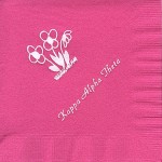 Napkin, Hot Pink, White Foil Flowers, Kappa Alpha Thera, Font PA