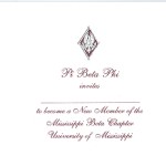 2-color engraved flat card, wine thermography, font #8, Pi Beta Phi bid card