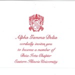 Flat Panel Card, Red Thermography, Font #9, Alpha Gamma Delta