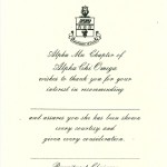 Flat Panel Card, Vertical, Black Thermography (raised print), Font #5 Alpha Chi Omega Recommendation Thank You Card