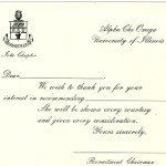 Flat Panel Card, Black Thermography (raised print), Font #5 Alpha Chi Omega Recommendation Thank You Card