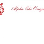 Flat Card, Red Thermography (raised print), Font #5 Alpha Chi Omega 