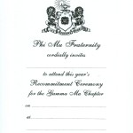 1-color Black thermography recommitment ceremony. Font #8 Phi Mu