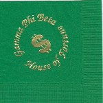 Gamma Phi Beta napkin, color discontinued, Gold Foil 