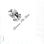 Gamma Phi Beta napkin, White, Black Foil Crest, Font PA