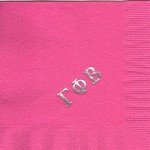 Napkin, Hot Pink, Silver Greek Letters Only, Gamma Phi Beta