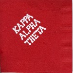 Napkin, Red, White Foil Bubble Lettering, Kappa Alpha Theta