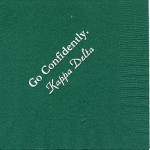 Kappa Delta dark green napkin, white foil, Go Confidently